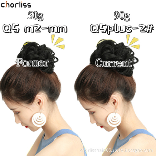 Wholesale Messy Curly Hairpieces for Women Hair Bun Elastic Scrunchie Chignon Updo Curly Hair Synthetic Wrap Ponytail Extension